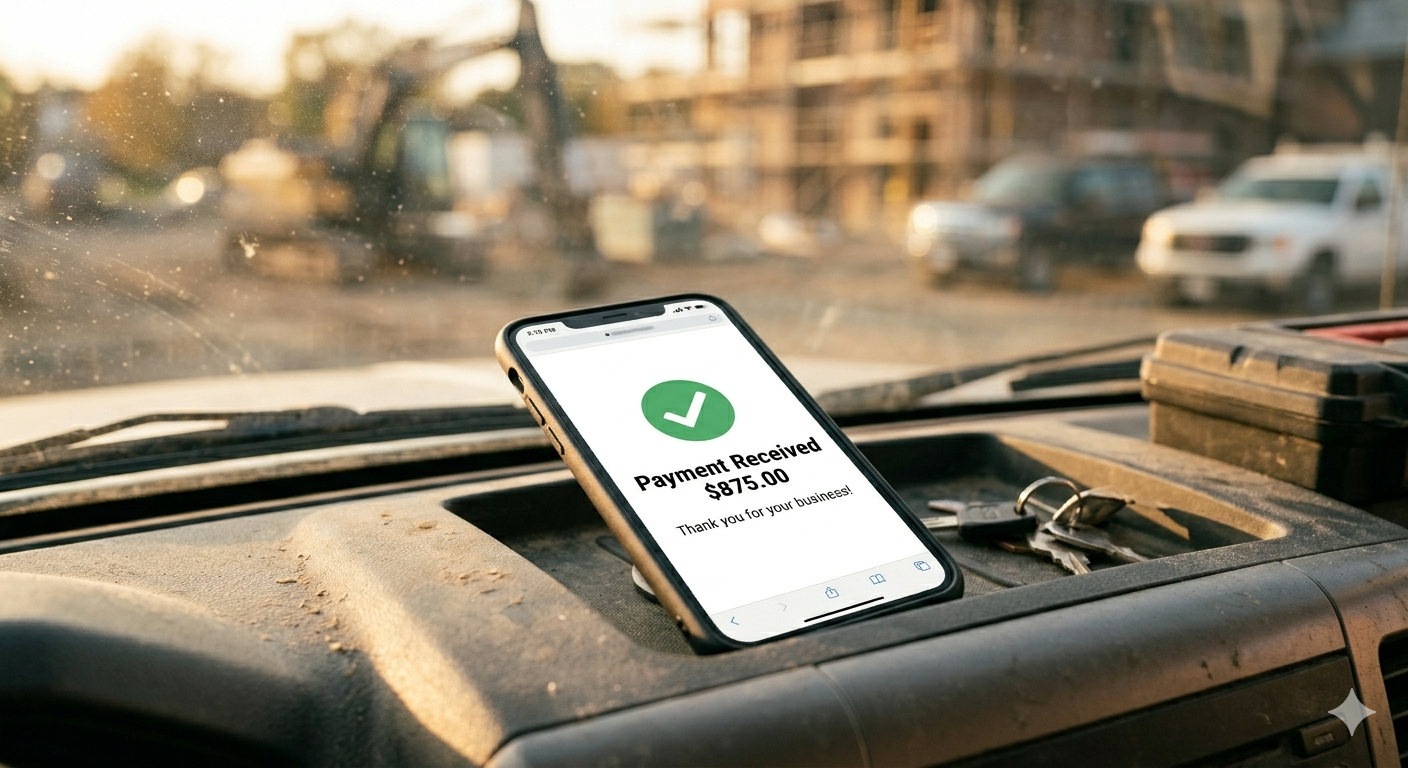 Payment received notification on truck dashboard